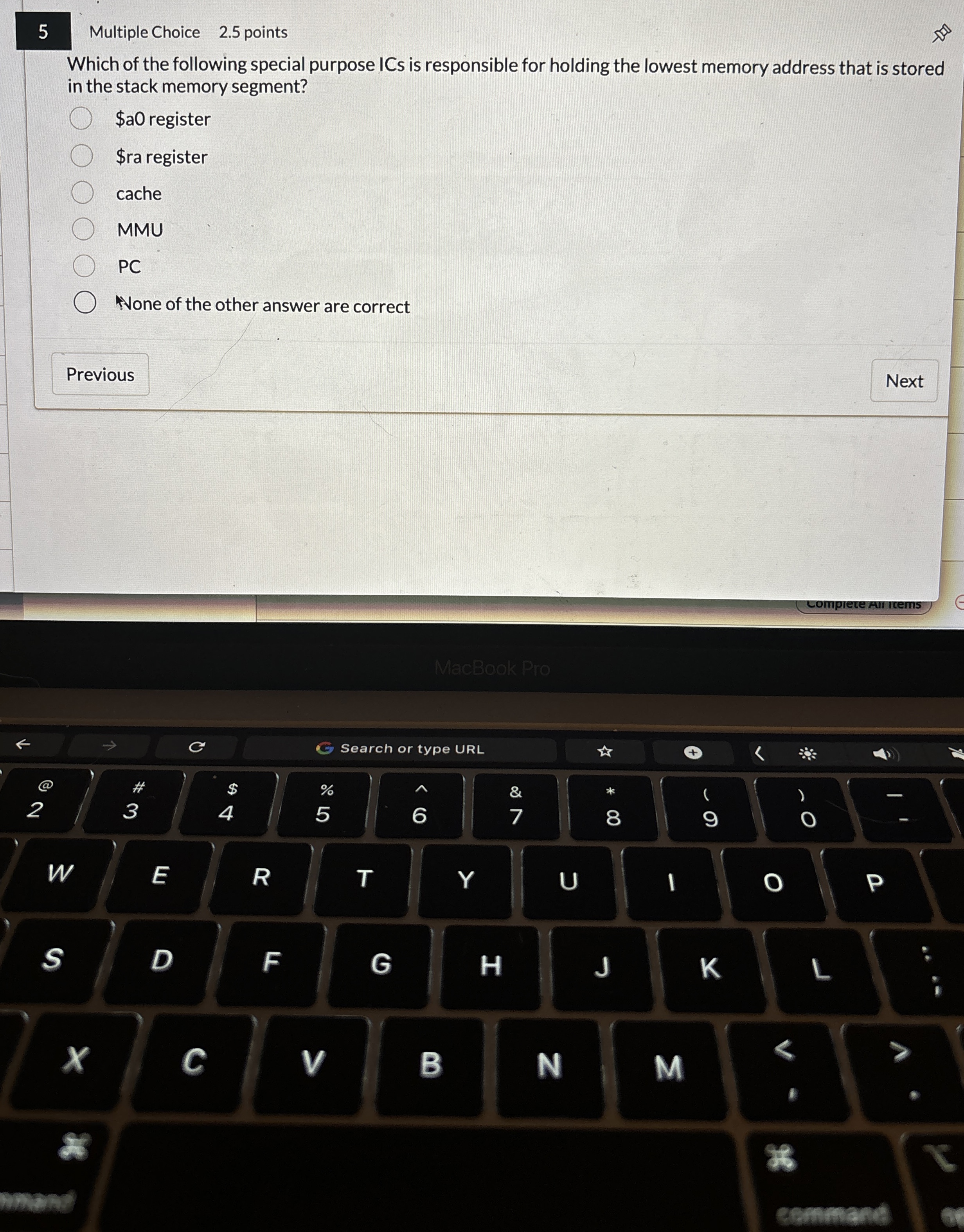 5 Multiple Choice 2 . 5 points Which of the