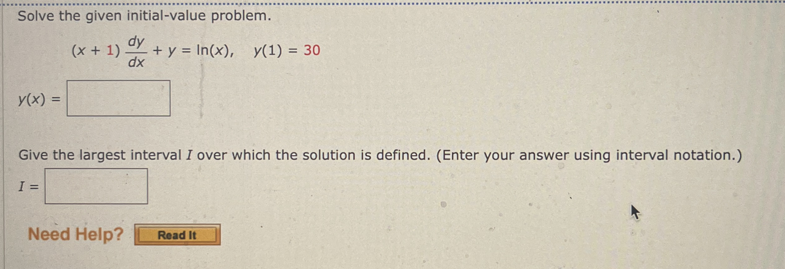 Solve the given initial - value problem. ( x + 1