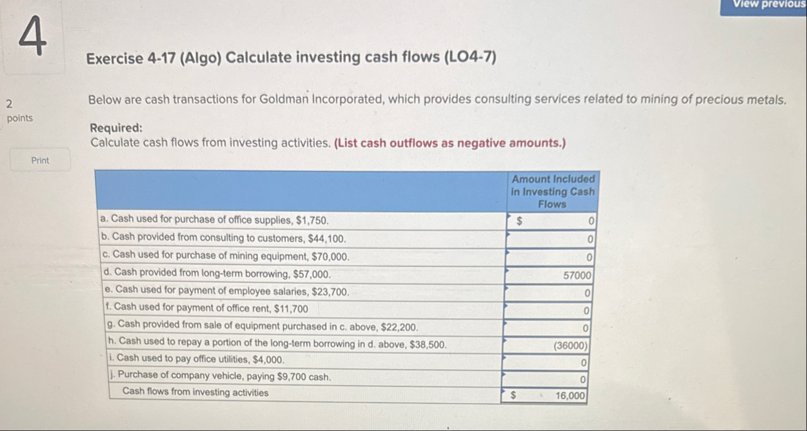 View previous 4 Exercise 4 - 1 7 ( Algo )
