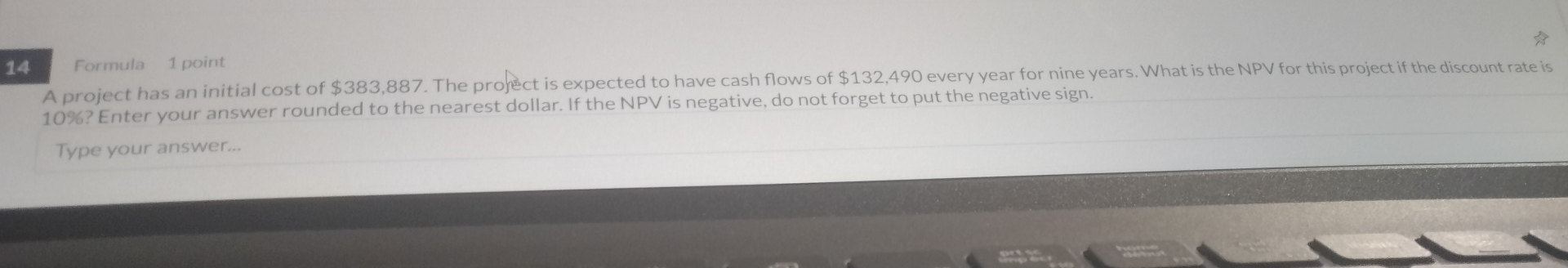1 4 Formula 1 point A project has an initial cost