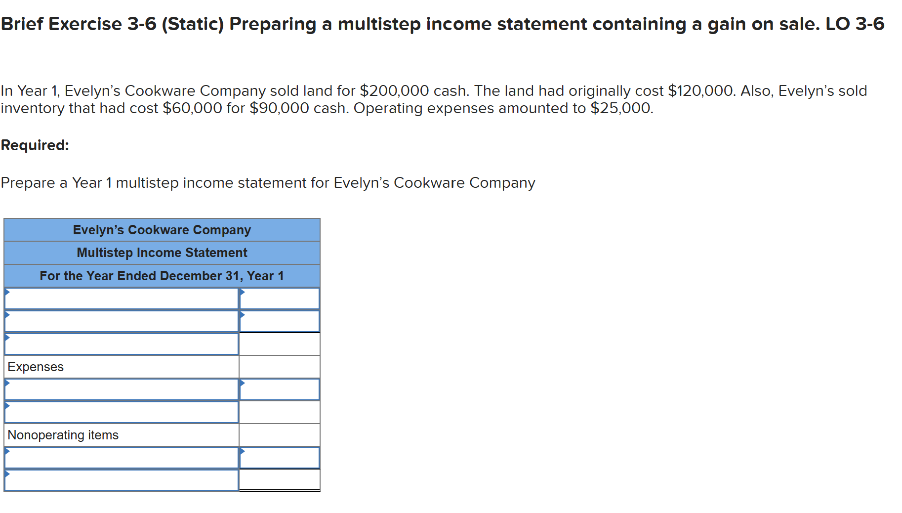 Brief Exercise 3 - 6 ( Static ) Preparing a