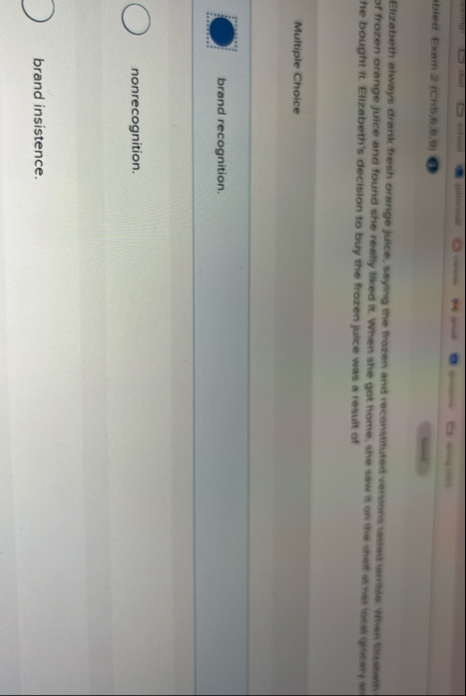 bled Exam 2 ( chis . e , 8 , 9 ) ( 0 ) Elizabeth