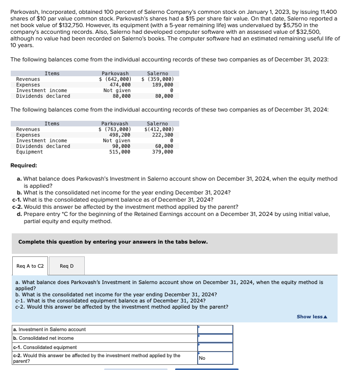 Can you help me with Req A to C 2 and Req D ?