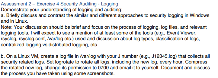 Assessment 2 - Exercise 4 Security Auditing -