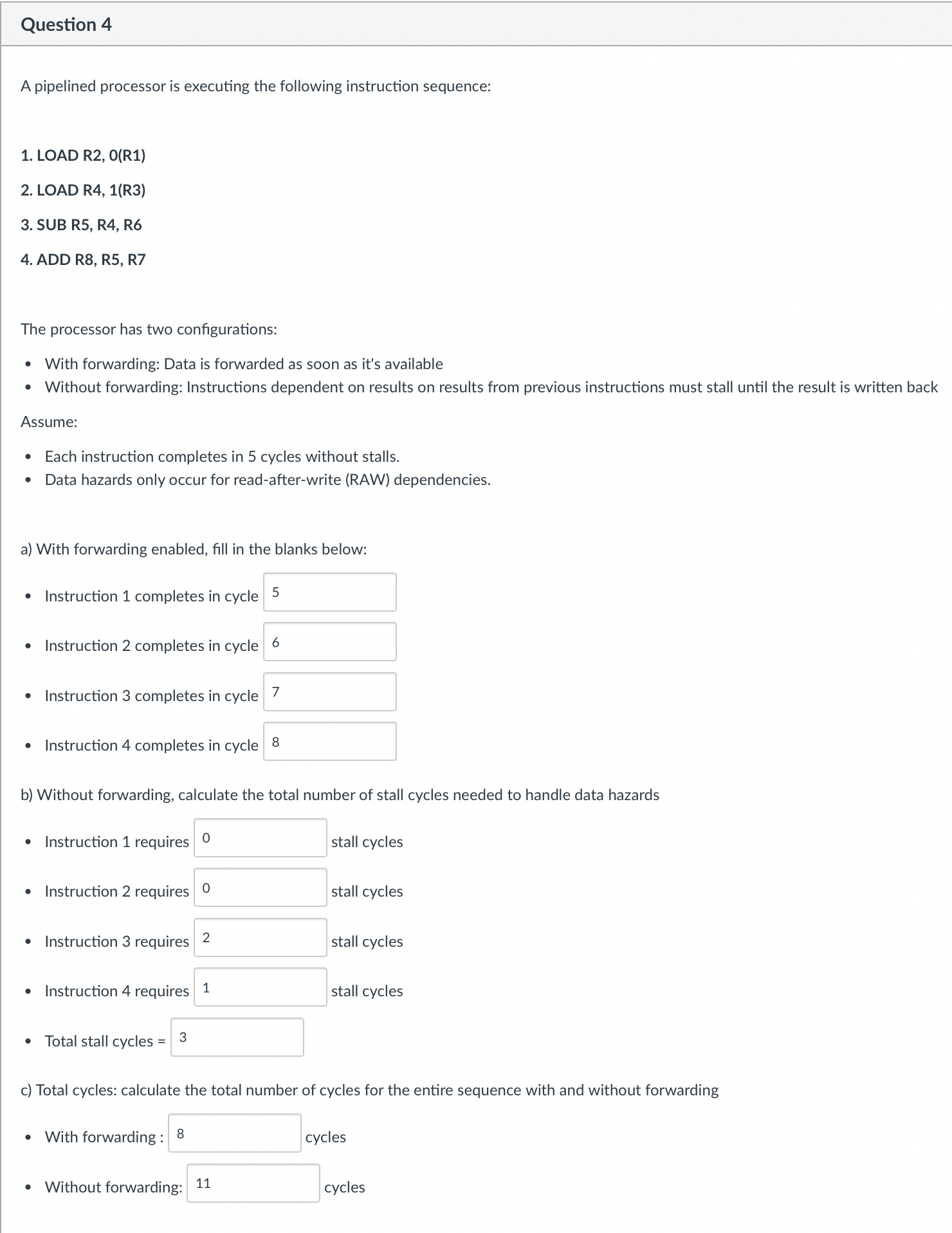 A pipelined processor is executing the following