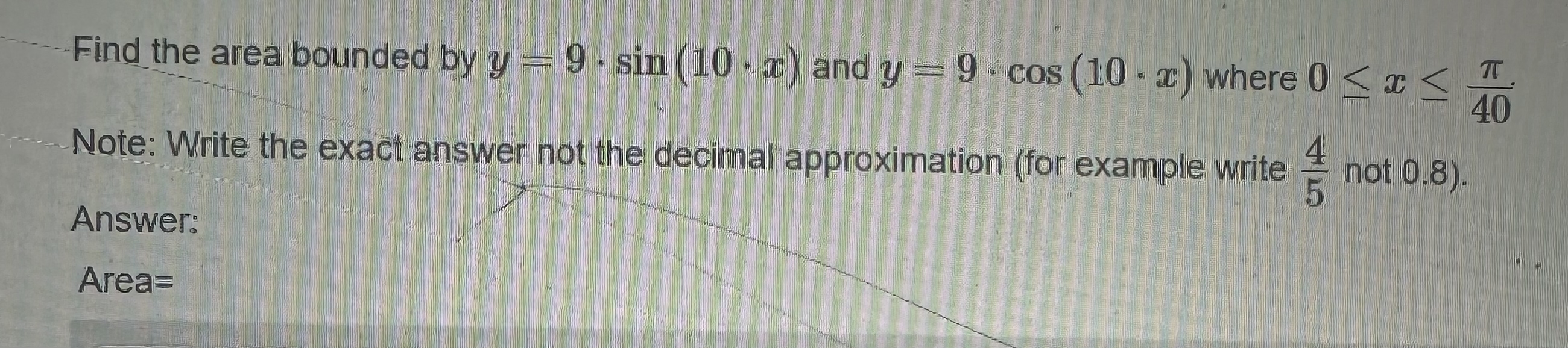 Integral calculus course: Find the area bounded
