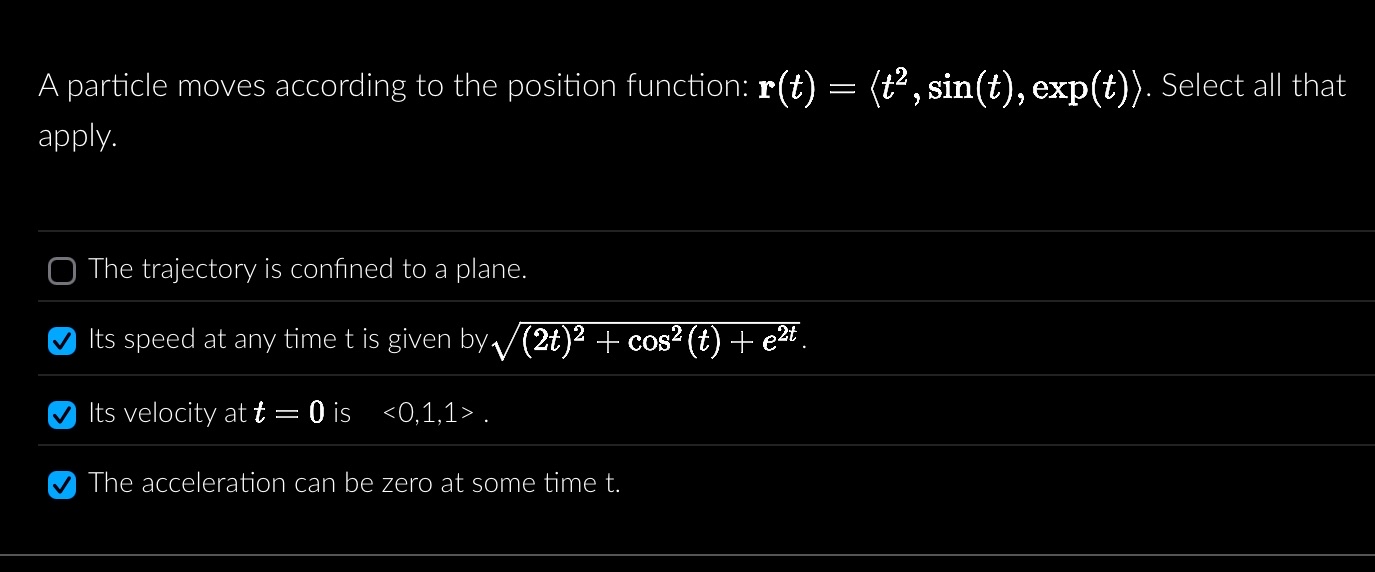 A particle moves according to the position