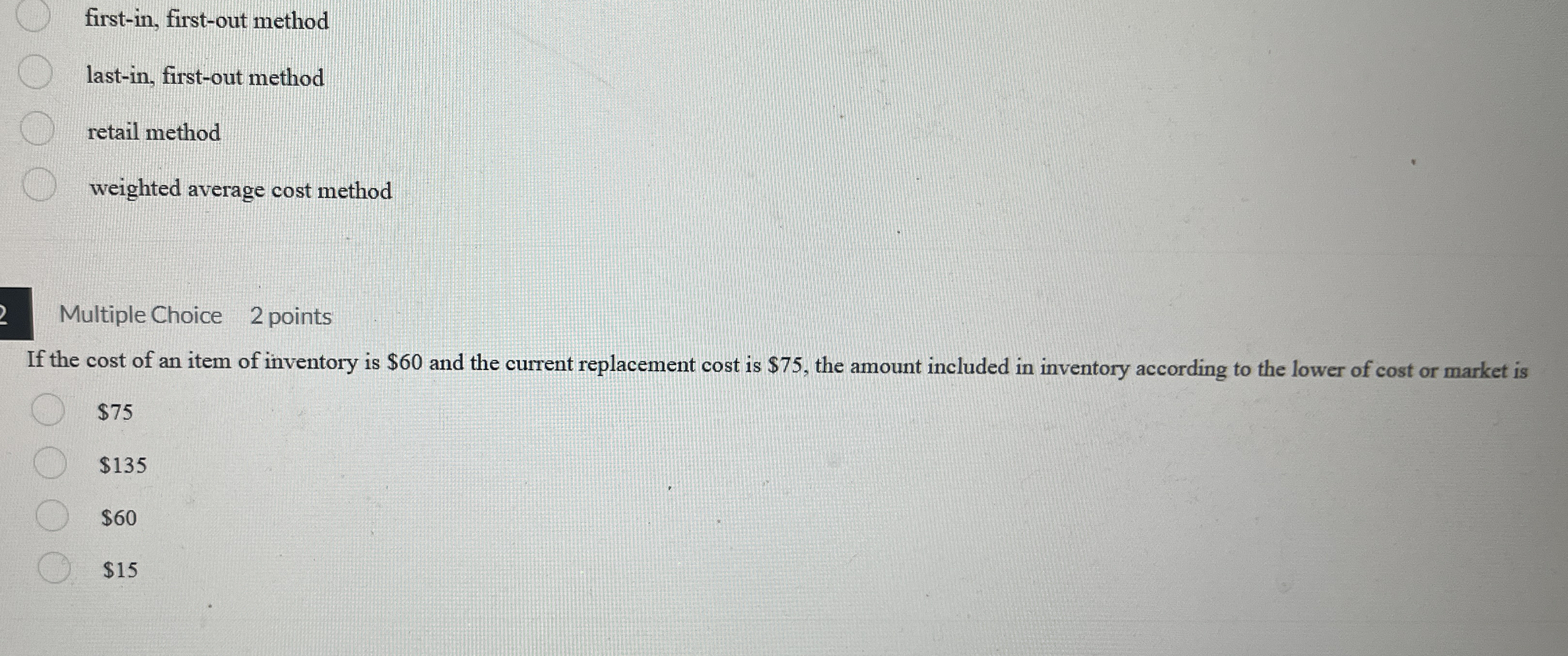 first - in , first - out method last - in , first