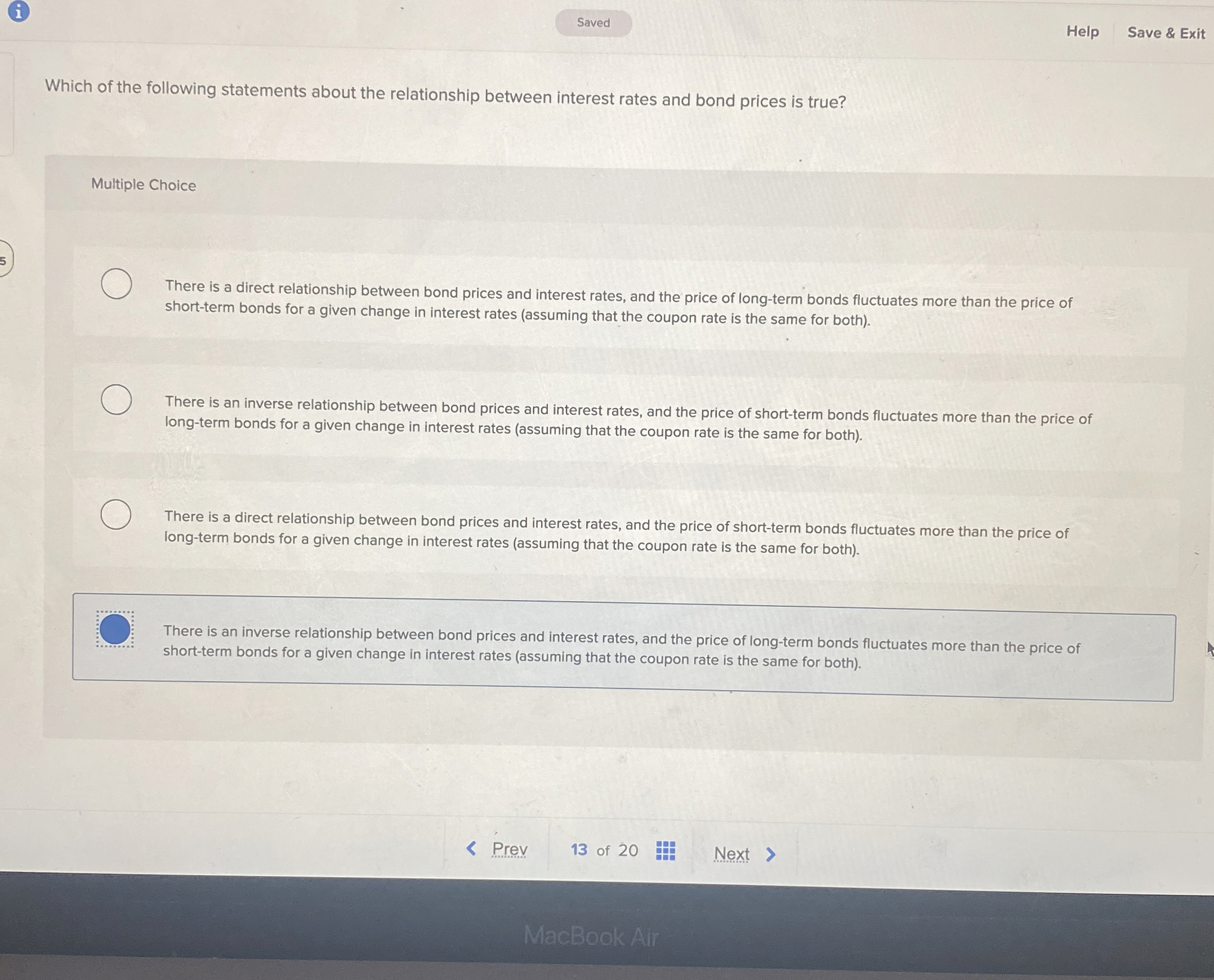 ( i ) Saved Help Save & Exit Which of the
