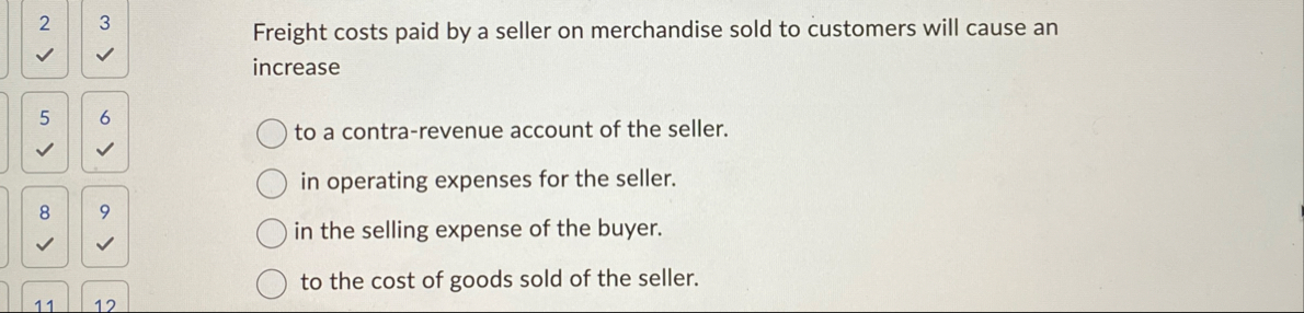 2 3 Freight costs paid by a seller on merchandise