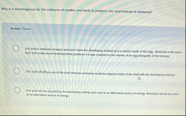 Why is if advantageous for the embryos of reptles