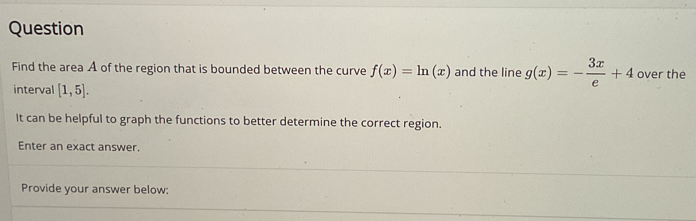 Question Find the area A of the region that is