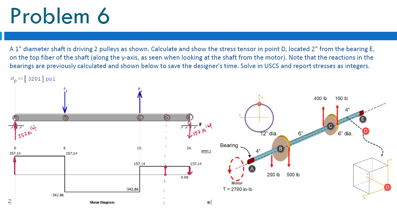 Problem 6 at A 1 " diameter shaft is driving 2