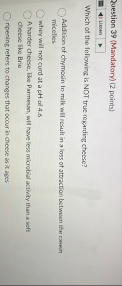 Question 3 9 ( Mandatory ) ( 2 points ) Which of