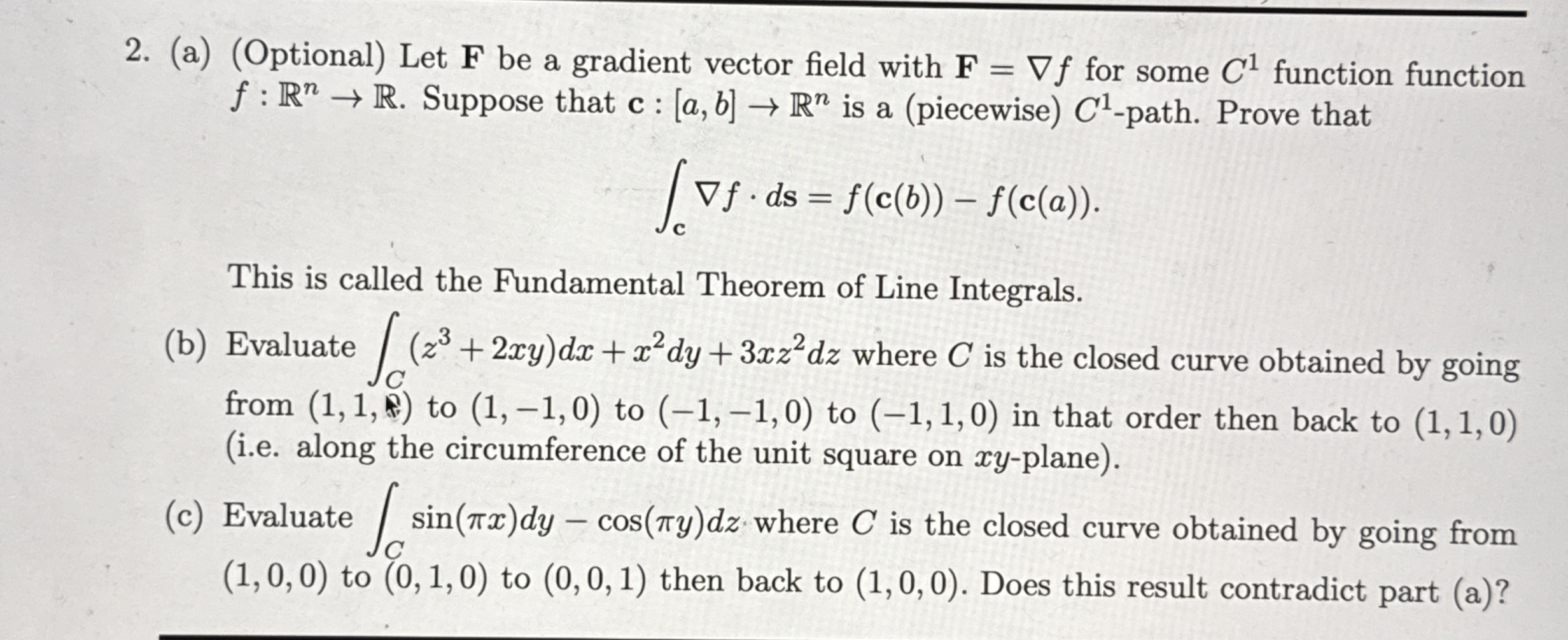 ( a ) ( Optional ) Let F be a gradient vector