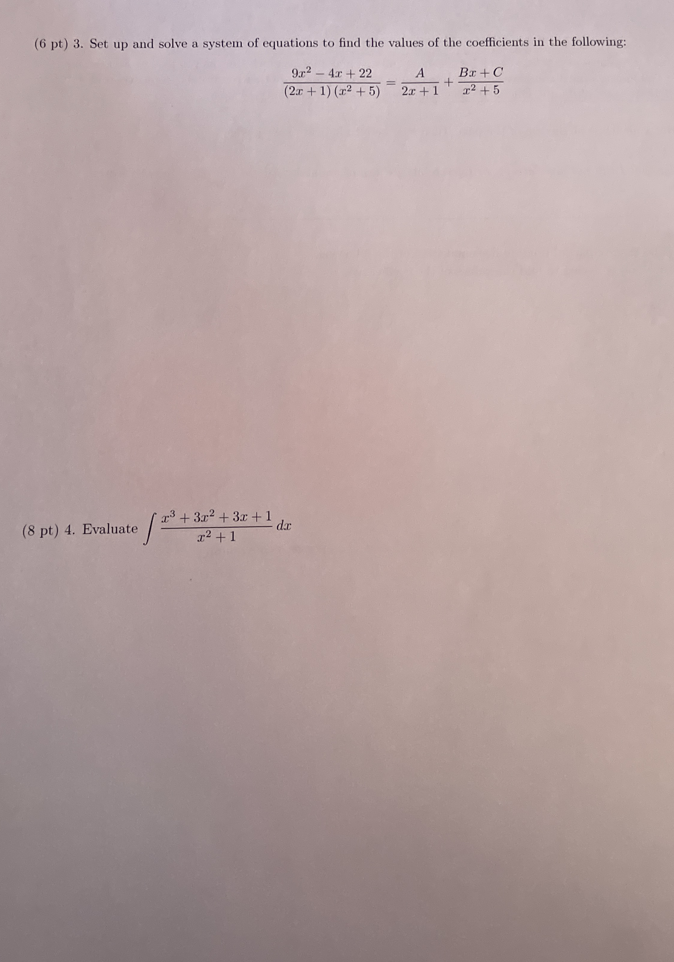 ( 6 pt ) 3 . Set up and solve a system of