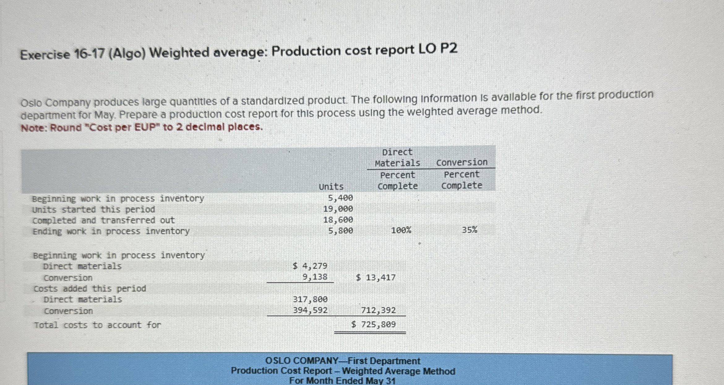 Exercise 1 6 - 1 7 ( Algo ) Weighted average: