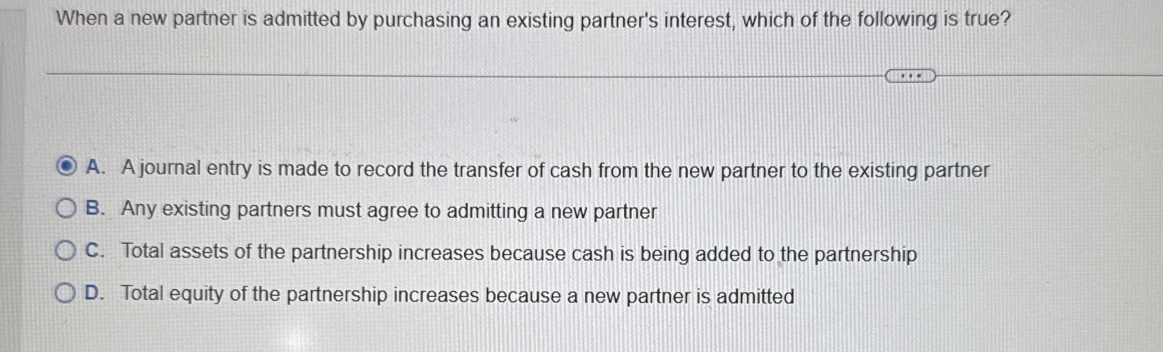 When a new partner is admitted by purchasing an
