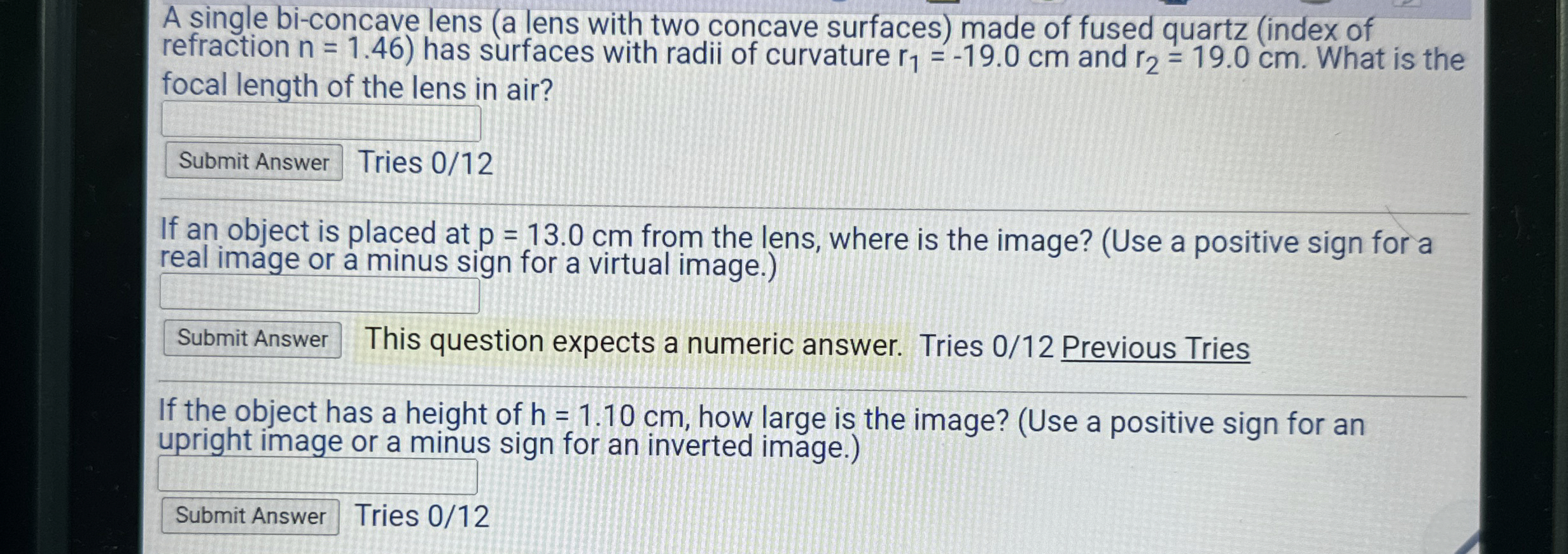 A single bi - concave lens ( a lens with two