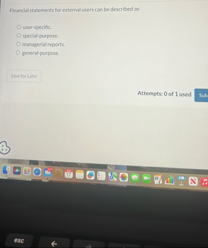 Financial statements for external users can be