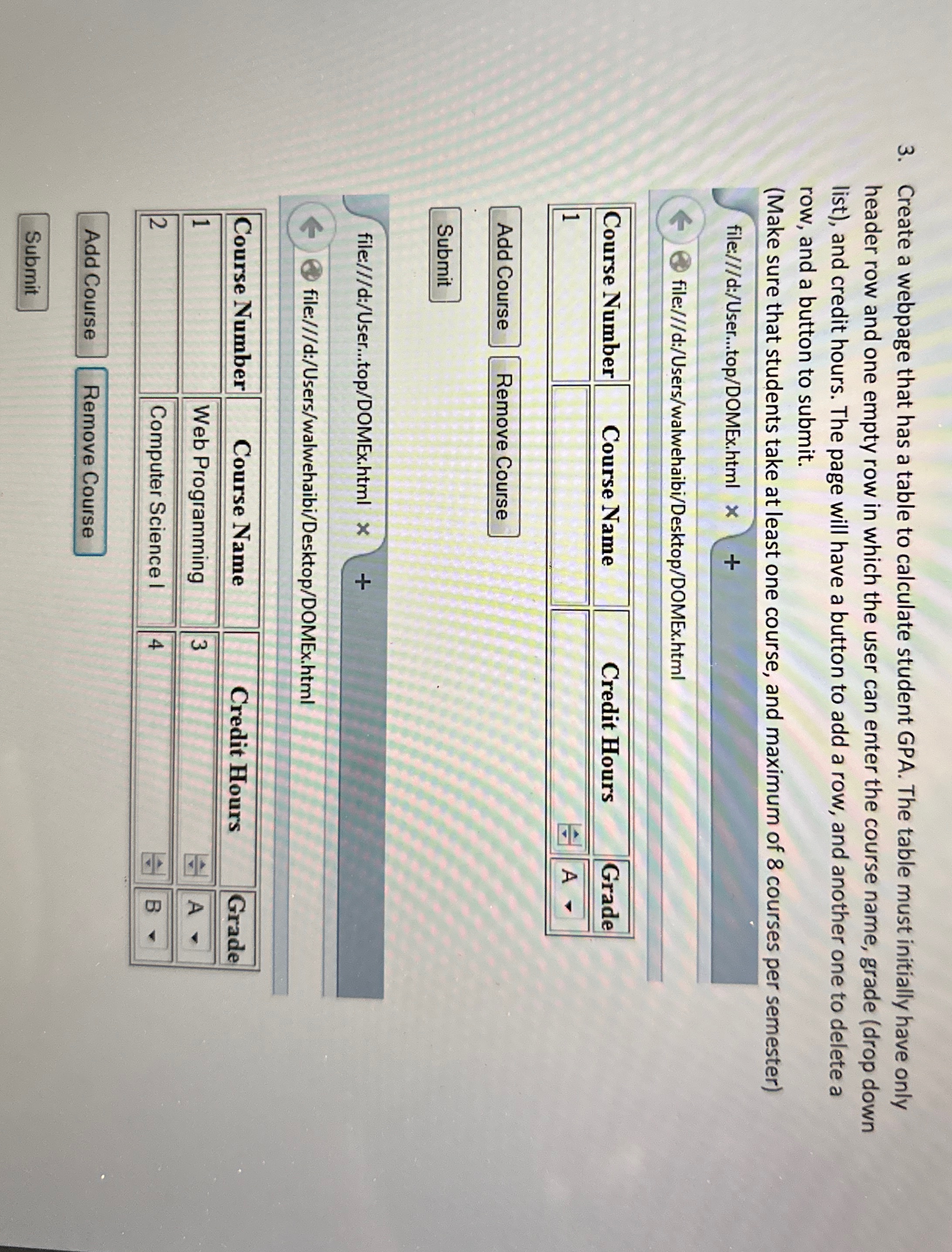 Create a webpage that has a table to calculate