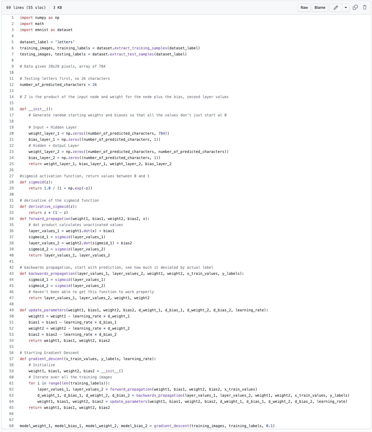 the following code is from a group project for