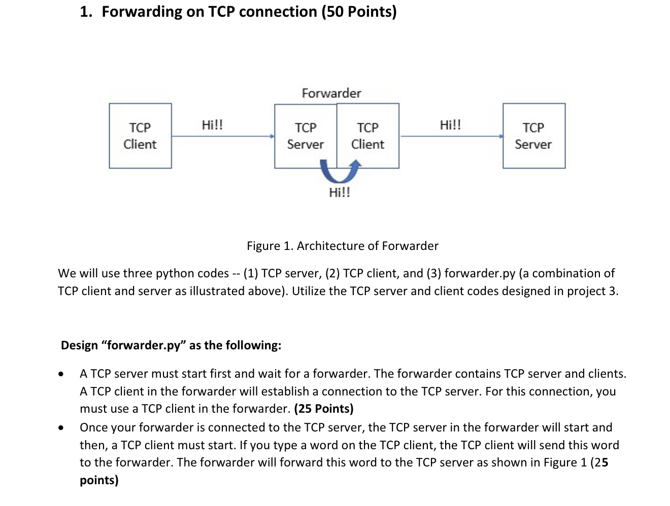 Forwarding on TCP connection ( 5 0 Points )
