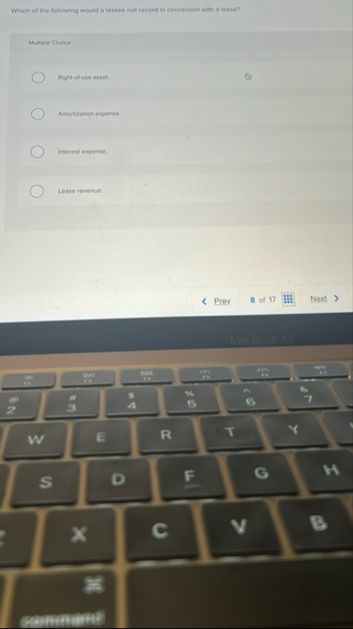 Which of the following would a lessee not record