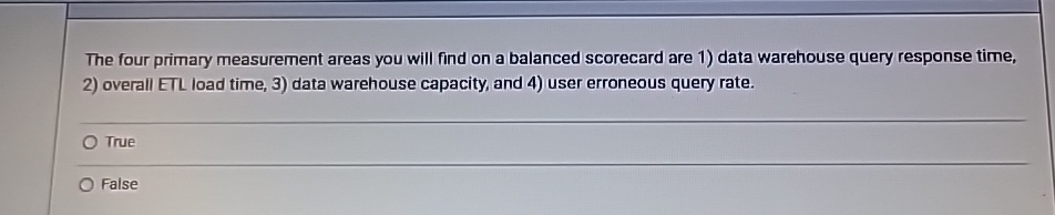 The four primary measurement areas you will find