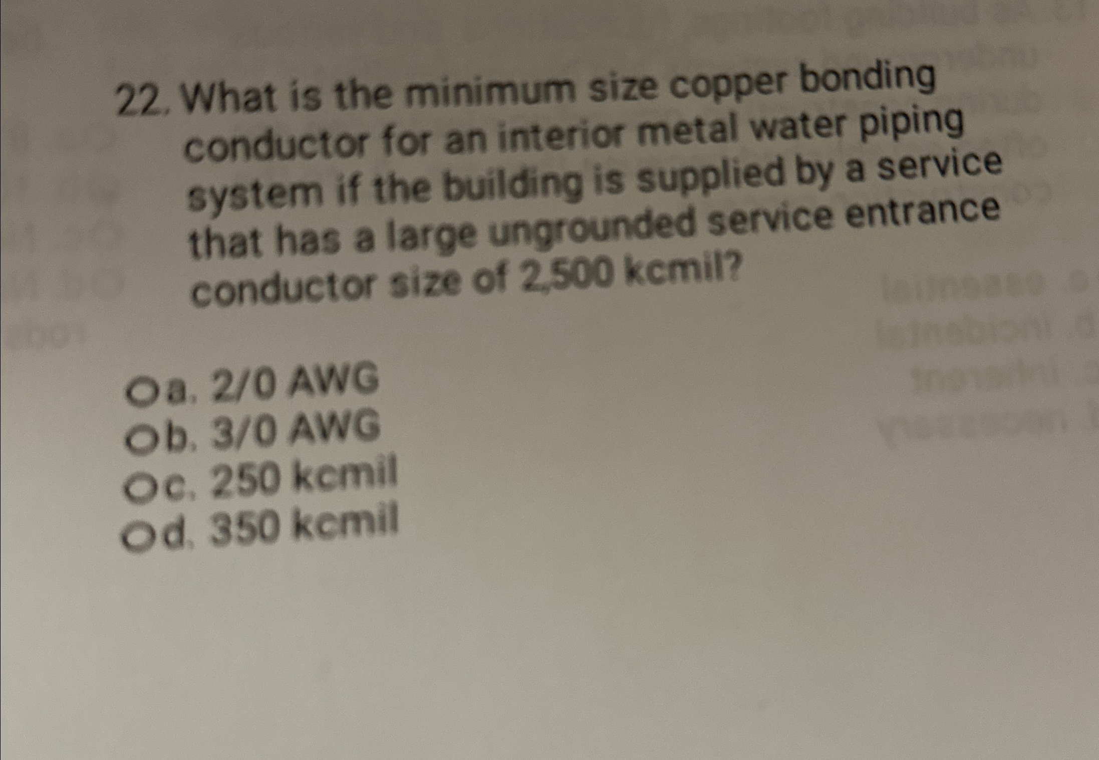 What is the minimum size copper bonding conductor