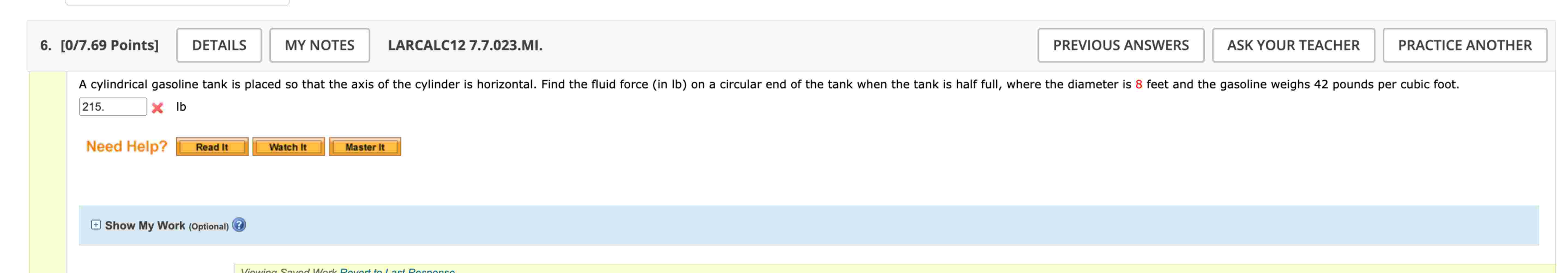 6 . [ 0 / 7 . 6 9 Points ] LARCALC 1 2 7 . 7 . 0