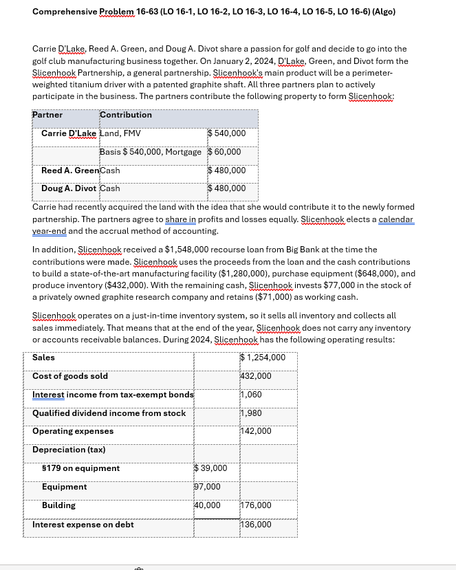Comprehensive Problem 1 6 - 6 3 ( LO 1 6 - 1 , LO