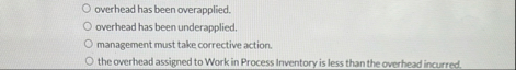 overhead has been overapplied. overhead has been