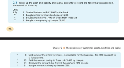 2 . 3 Write up the asset and liability and