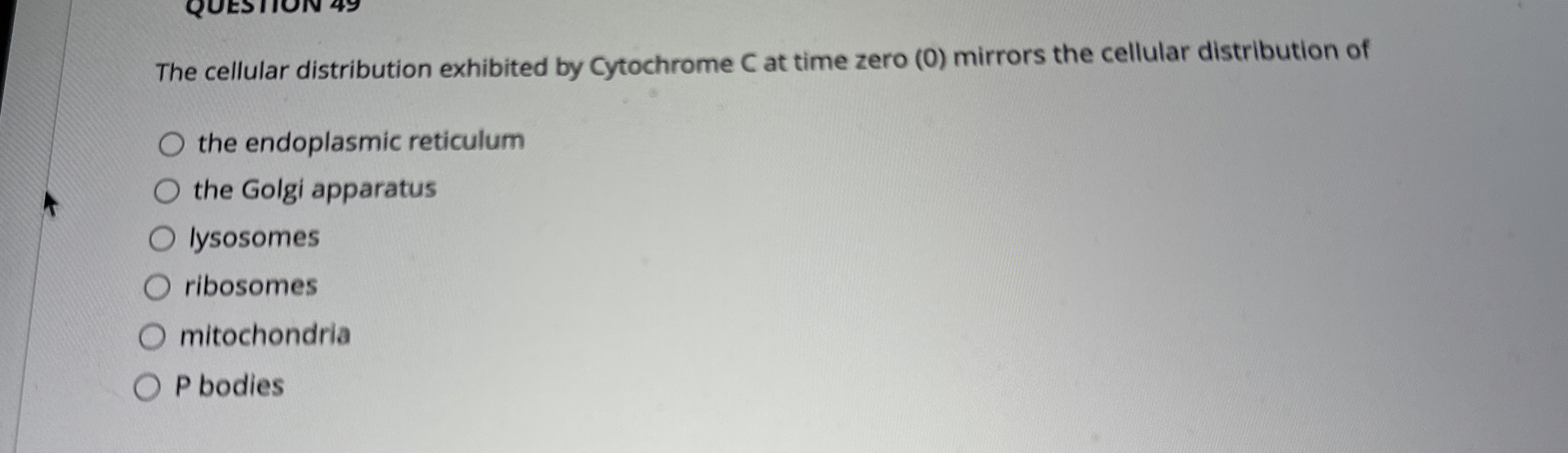 The cellular distribution exhibited by Cytochrome