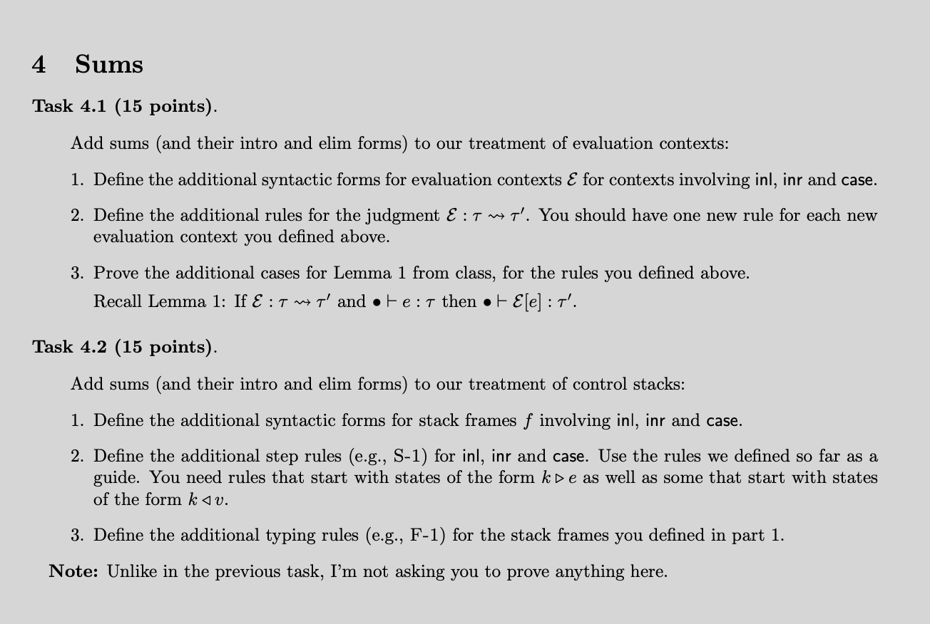 4 Sums Task 4 . 1 ( 1 5 points ) . Add sums ( and