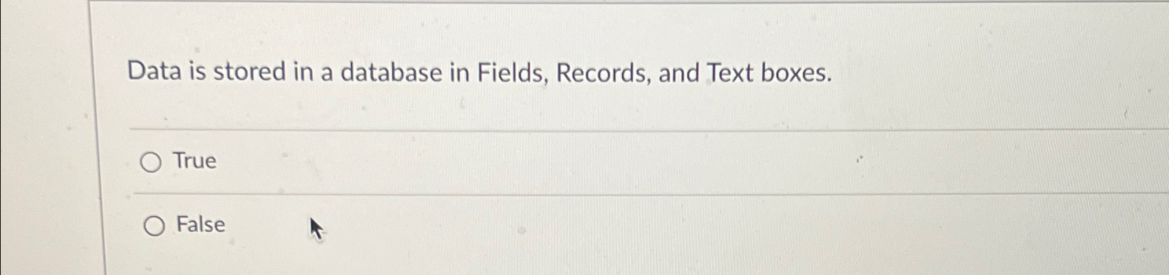 Data is stored in a database in Fields, Records,