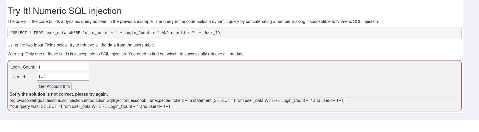 "SELECT * FROM user _ data WHERE login _ count =