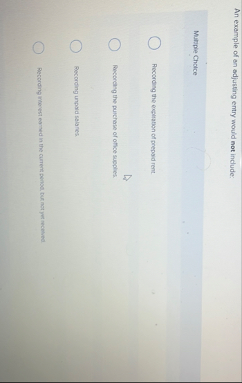 An example of an adjusting entry would not