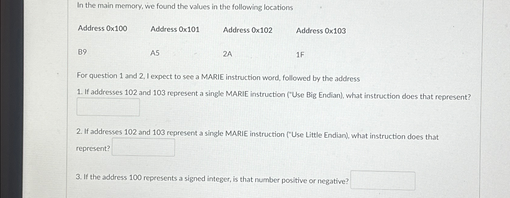 In the main memory, we found the values in the