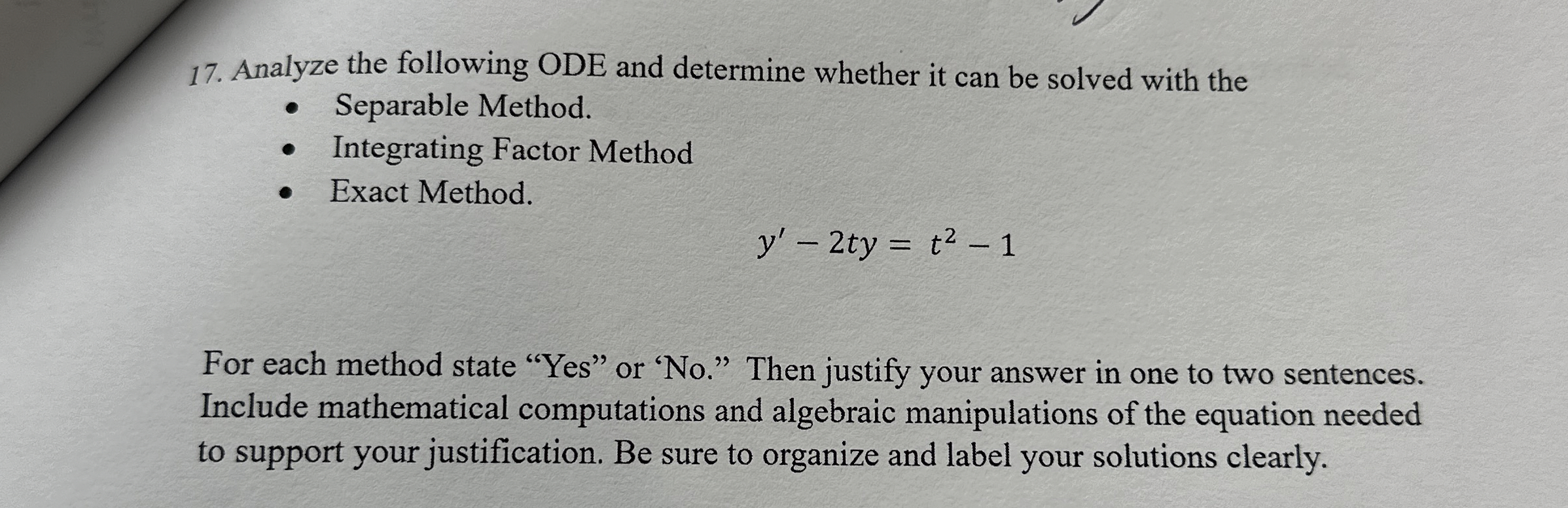 Analyze the following ODE and determine whether