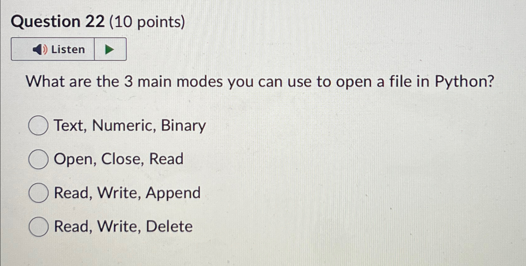 Question 2 2 ( 1 0 points ) What are the 3 main