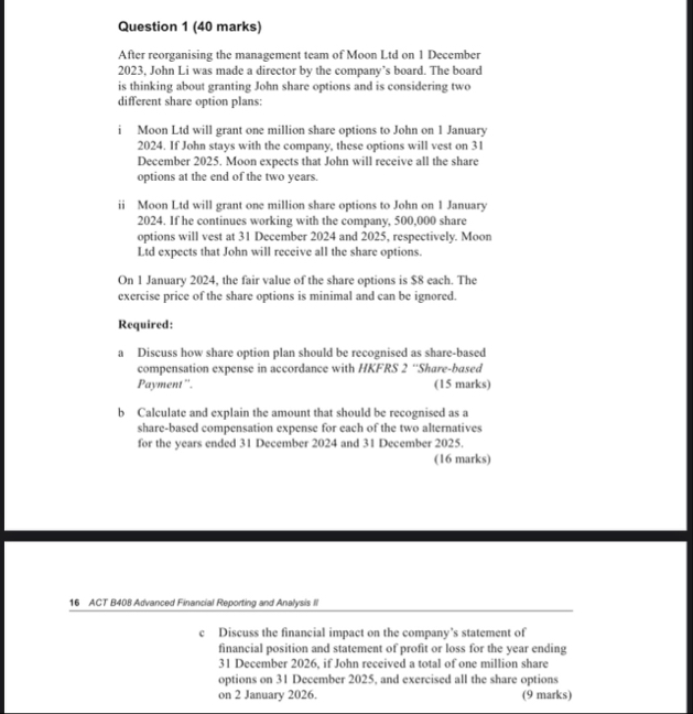 Question 1 ( 4 0 marks ) After reorganising the