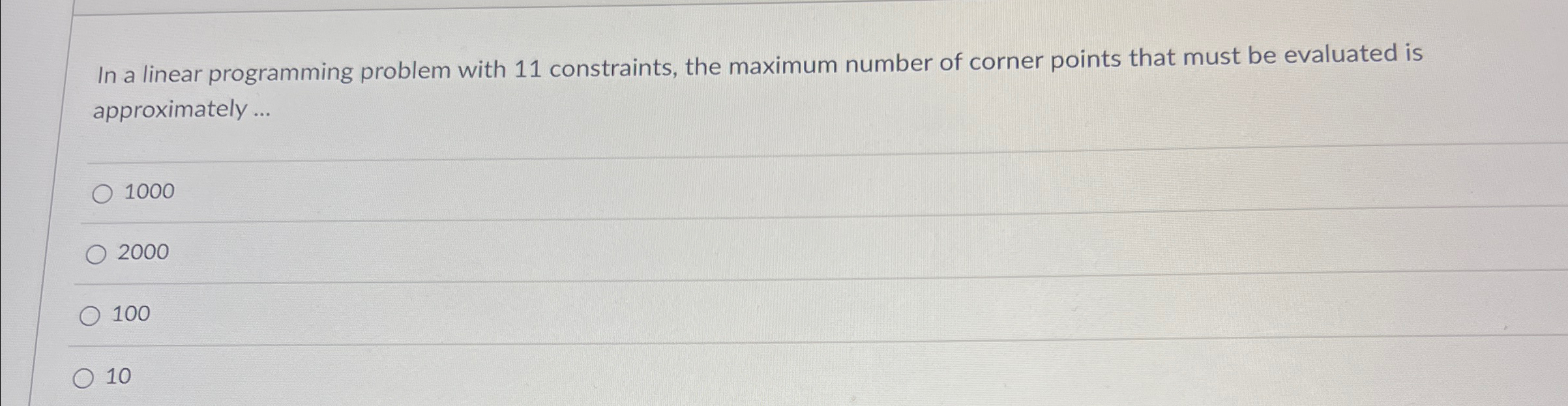 In a linear programming problem with 1 1