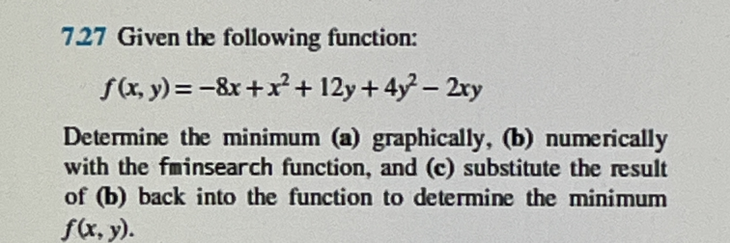 7 . 2 7 Given the following function: f ( x , y )