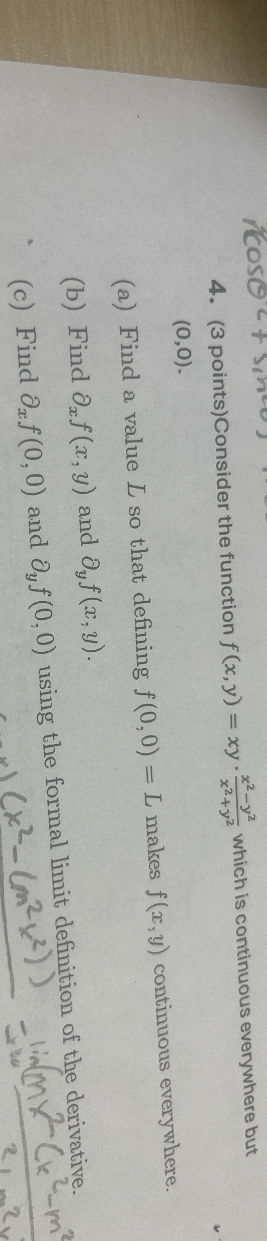 ( 3 points ) Consider the function f ( x , y ) =