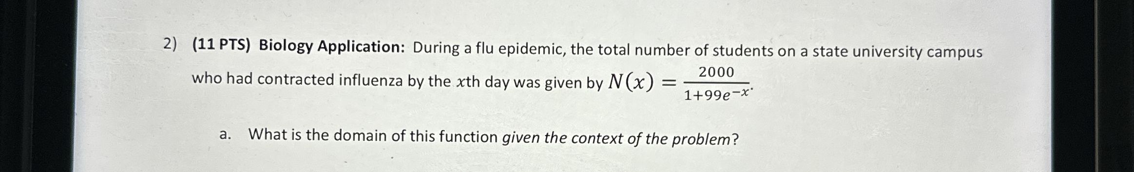 ( 1 1 PTS ) Biology Application: During a flu