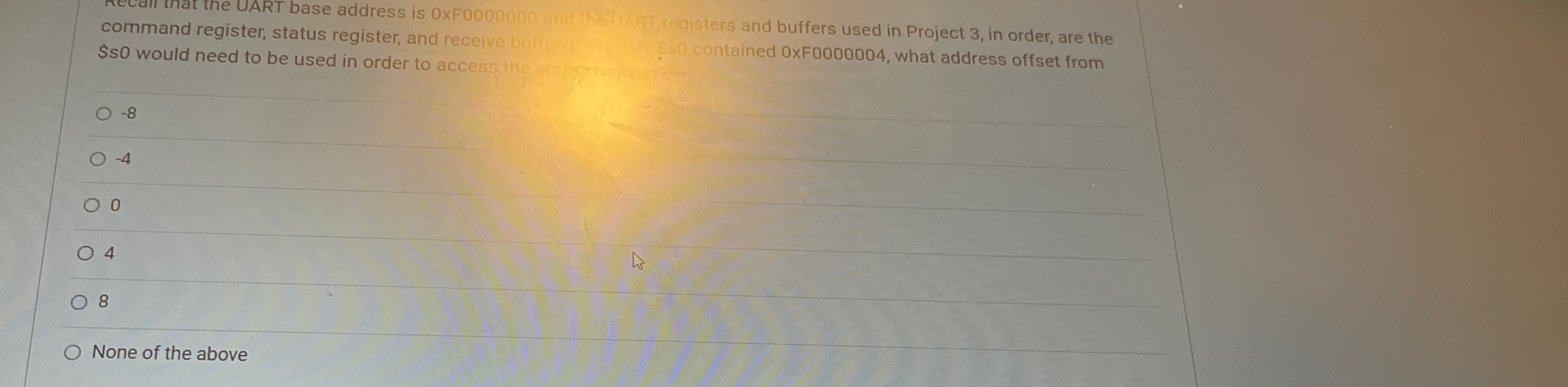 UART base address is OXF 0 0 0 0 0 0 0 and the 1