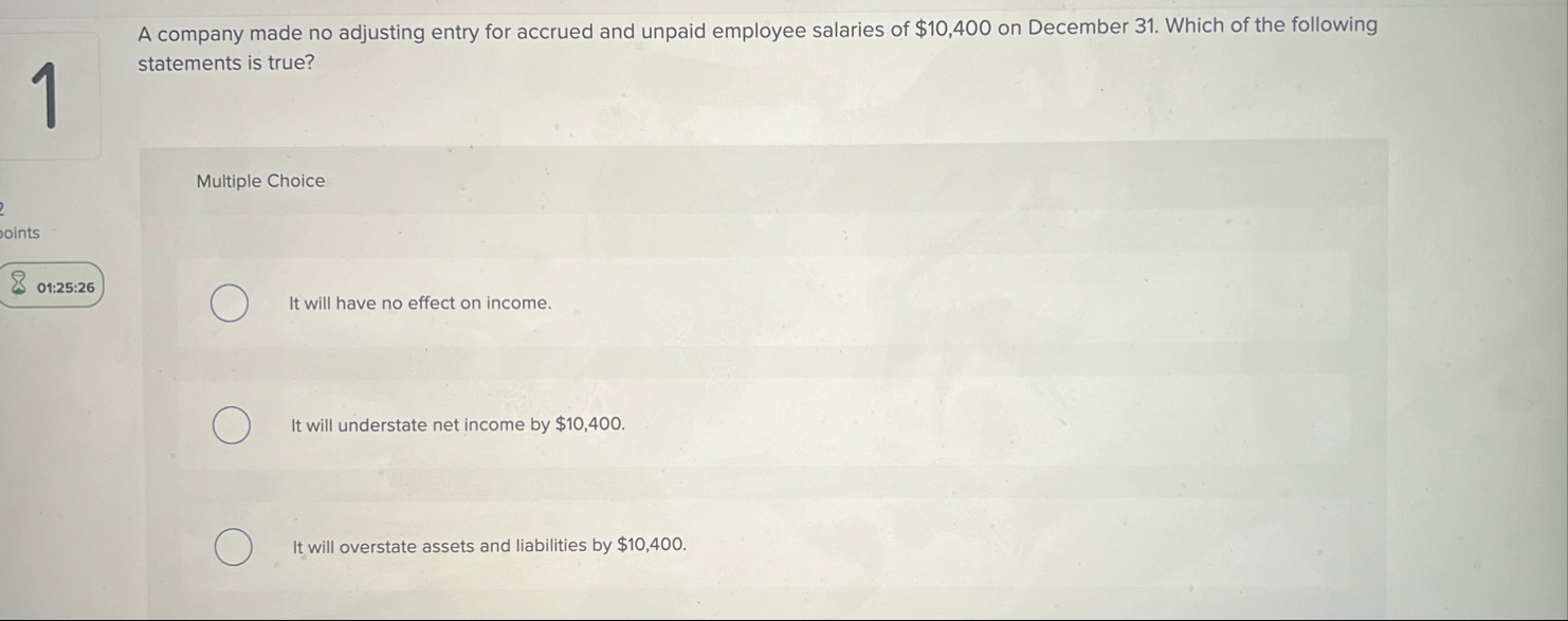 A company made no adjusting entry for accrued and