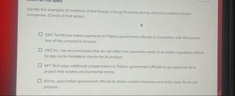 Identify the examples of violations of the